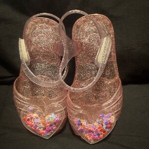 Glittery Pink Heart Sandals